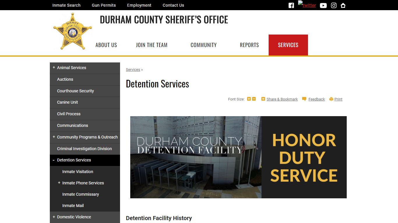 Detention Services | Durham County Sheriff